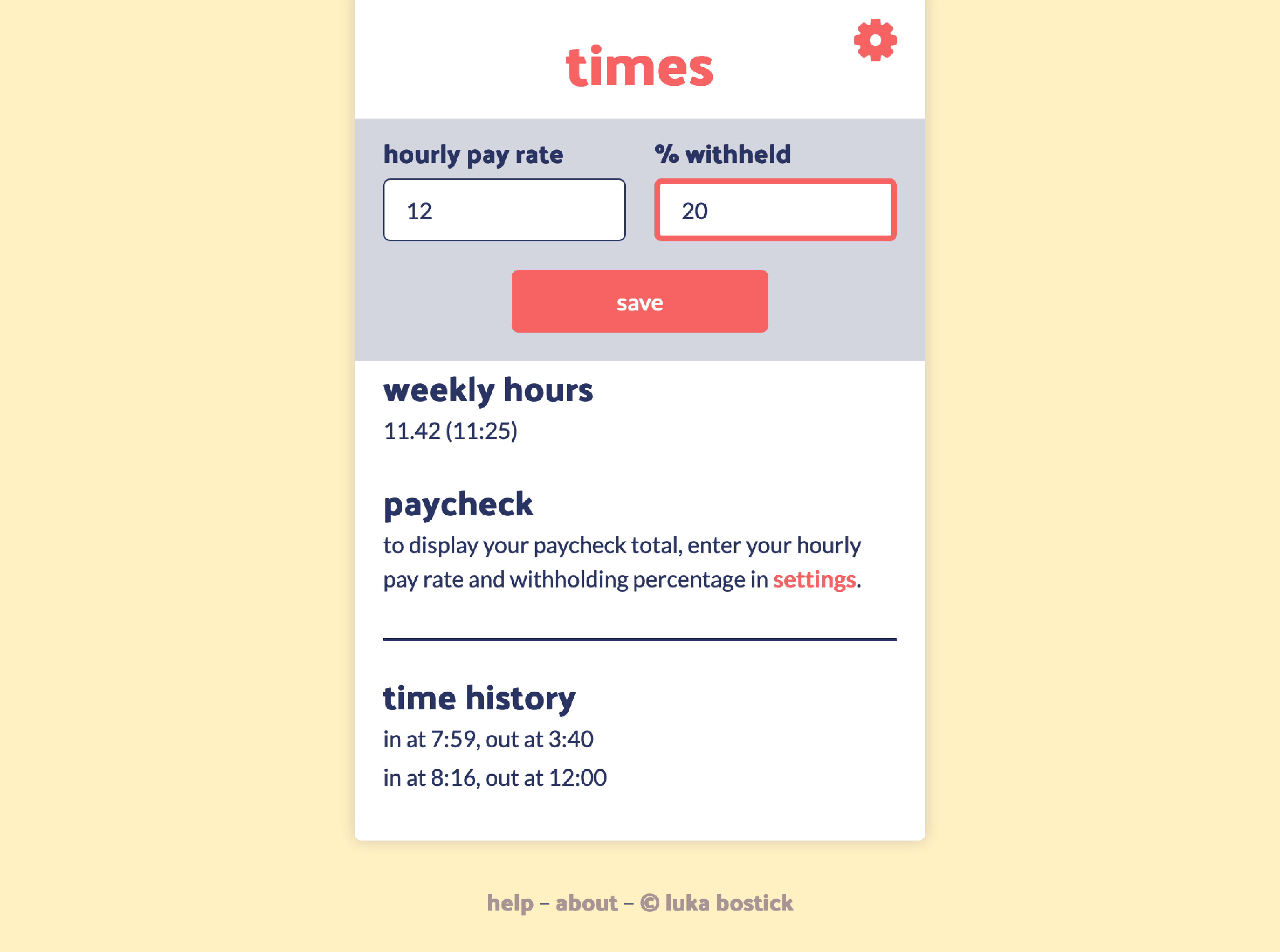 preview of times with the settings open